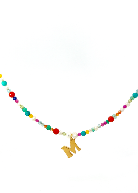 Gargantilla Letra piedras de colores